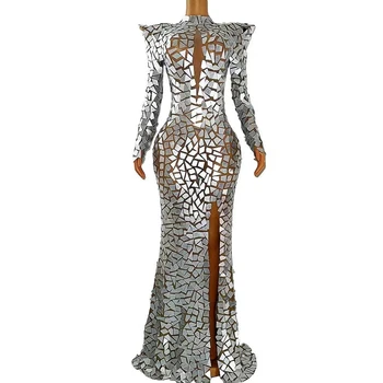 Szexi színpad Csillogó ezüst tükrök Luxus Ünnepelje a csillogó ruhát Énekes Színpadi show előadás Fotózás Ruha