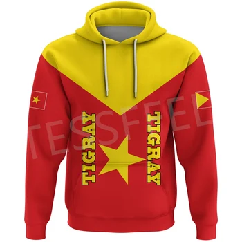 Tessffel NewFashion Afrika Ország Etiópia Tigré zászló Retro Harajuku tréningruha 3DPrint Férfi/Női Streetwear Alkalmi kapucnis pulóverek A11