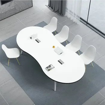 Tárgyalóasztal hosszú asztal egyszerű modern ábra 8 edzőasztal szék kombináció speciális alakú munkapad egyszerű téglalap alakú d