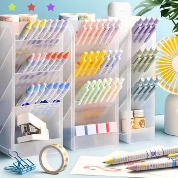 Többfunkciós osztott ferde dugaszolható tolltartó Kozmetikai sminkkefe tároló doboz Egyszerű irodai írószer tároló doboz