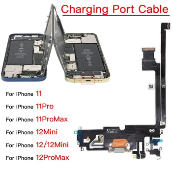  töltőport USB dokkoló Flex kábel iPhone 11 12 12Mini Pro Max töltő mikrofon és jelantenna cseréjéhez