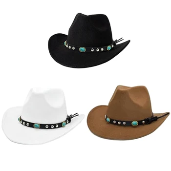 Uniszex cowboy kalap etnikai díszítésekkel Nagyszerű partikhoz és összejövetelekhez HXBA