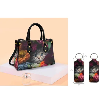 Virág macskák nyomtatás igény szerint női bőr kézitáskák lányoknak Női crossbody táska nagykereskedelmi dropshipping forró akciók ajándékokkal