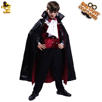 Vámpír jelmez fiúk Halloween Purim Party Gyerek ruházat díszes öltözködés Cosplay szerepjáték Fekete piros Outifit