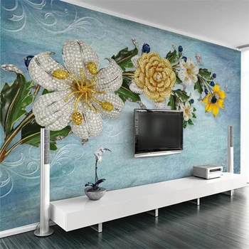 wellyu háttérképek nappaliba Modern minimalista 3D ékszerek virágok Európai stílusú fal dekoratív festés papír peint