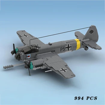 WW2 Katonai felszerelés JU88C vadászbombázók MOC építőelem összeszerelés modell kijelző játékok gyermek karácsonyi ajándékok