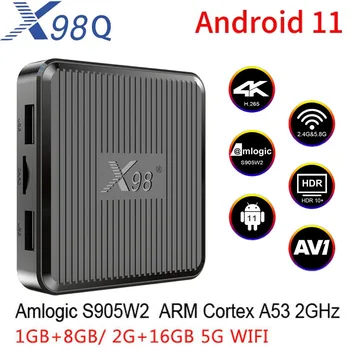 X98Q Intelligens Android 11 TV doboz 2G 16G Amlogic S905W2 AV1 2.4G 5G Dual wifi HD 3D 4K médialejátszó HDR Google Set Top Box 1G8G TVBOX