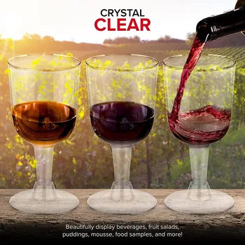 Átlátszó műanyag borospohár újrahasznosítható - Törésbiztos borserleg - Eldobható és újrafelhasználható poharak pezsgőhöz, desszerthez 40Db