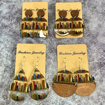 Új akril könyvespolc Fülbevaló Könyvespolc Fa fülbevaló nőknek Könyvtáros Könyvklub Tanár Olvasó Ajándékok Ékszer nagykereskedelem