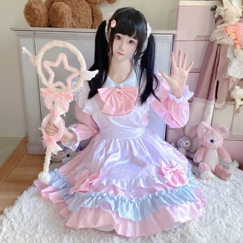 Új Halloween Lolita aranyos lány Puha lány Szobalány ruha Cafe fesztivál szett Anime szerepjáték friss édes krém kedvesem szobalány ruha