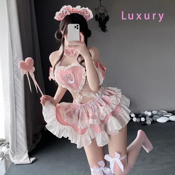 Új Lolita szobalány Halloween hercegnő édes rózsaszín ruha Japán Kawaii diák szerelmi játék szexi jelmez aranyos medve kedvesem fehérnemű