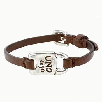 Új UNO DE 50 divatos galvanizált 925 ezüst ékszer, kiváló minőségű bőr kötél női karkötő, népszerű ékszer ajándékok