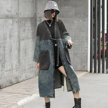 Őszi új divat Vent Farmer dzsekik Nők Koreai laza vintage farmer széldzsekik Női luxus alkalmi kabát